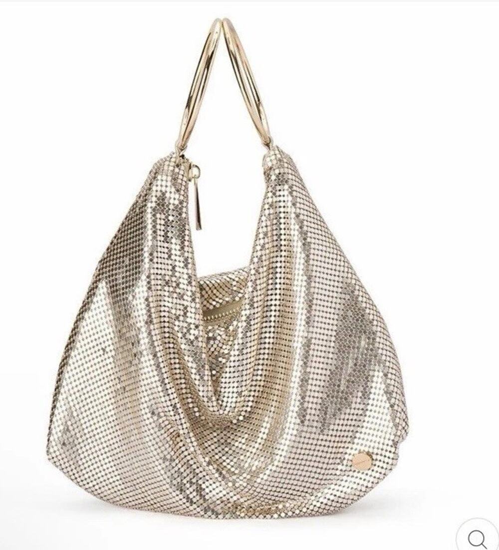 Olga Berg Shar Mesh Convertible Bag Gold NWT $119
